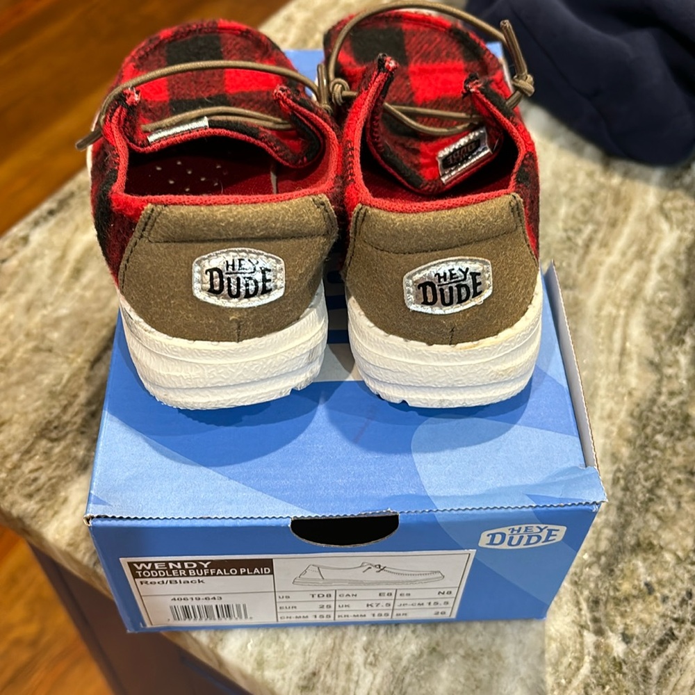 Hey Dude Kids Shoes in Red and Brown Plaid